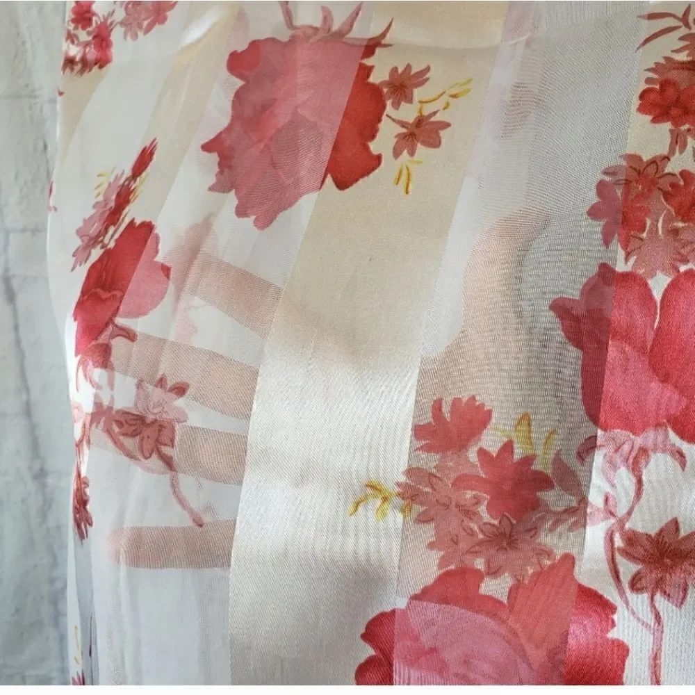 VINTAGE Sheer Floral Scarf